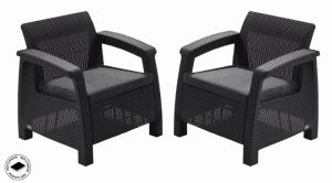 Corfu duo set - 2x záhradné kreslo - grafit