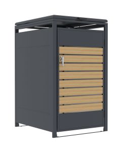 Prístrešok na 1 popolnicu - 68x117x80 cm - antracitový s dekorom dreva