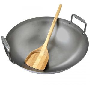 Wok panvica z uhlíkovej ocele s bambusovou varechou pre Large, XLarge, 2XLarge